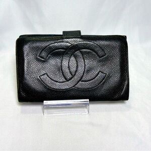 Black Chanel Caviar Kisslock Wallet